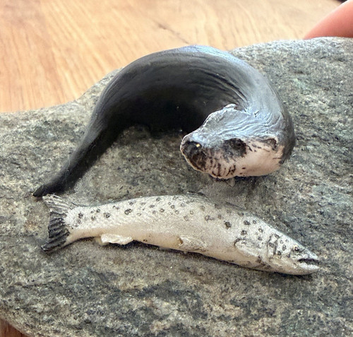 Otter fish ornament figurine - otter&fish,