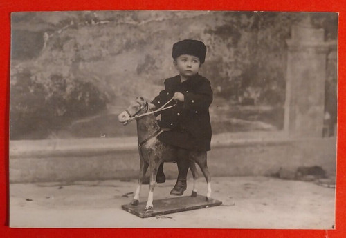 Child postcard toy horse noble - child,