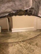 a antique french brass rosewood back mirror elegent charm intricate scroll 