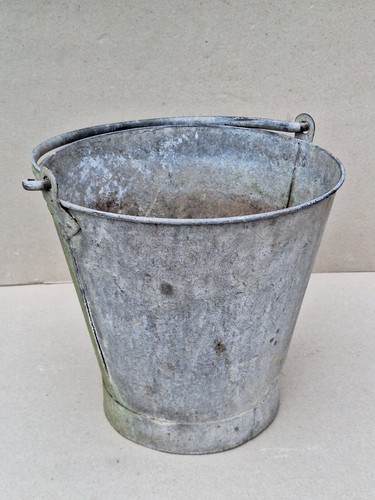Galvanised metal bucket with - galvanised,