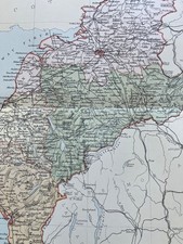 Antique map of Cumberland colour chromolithograph 1895