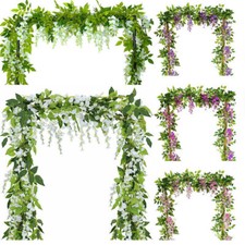2M Artificial Silk Fake Flower Ivy Garland Vine Wedding Wisteria Leaf Hanging