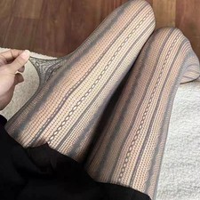 Hollowed Rhombus Striped Lace Pattern Tights  JK Lolita Girls