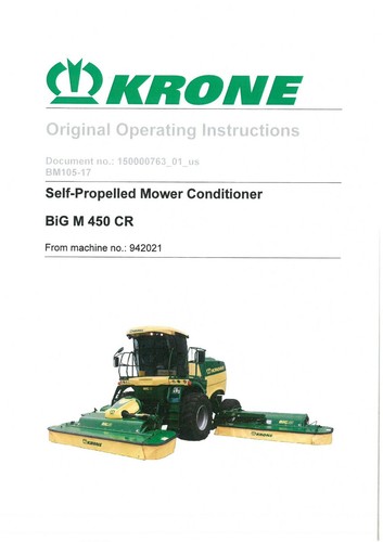 Krone mower conditioner self - mower,