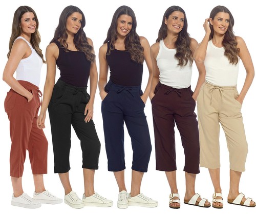 Womens linen cropped - womens, trousers