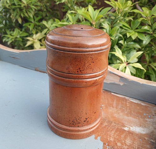 Vintage turned wooden - turned, salt