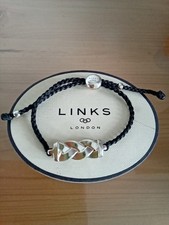 Links of London Black Friendship Bracelet Sterling Silver Rare