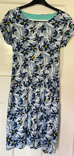 Weird fish blue white floral - &,