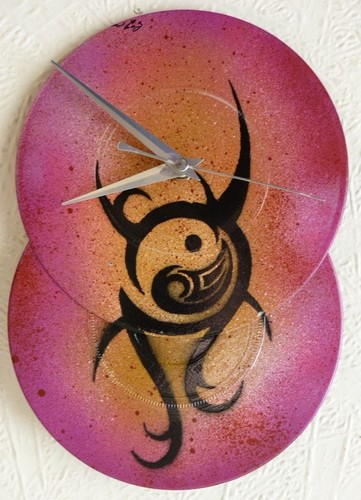 Tribal art clock..funky..spray