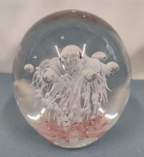 Vintage Art Glass Paperweight, White Sea Anemone Design, Bubbles, #Mothers Day