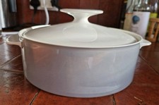 THOMAS PORCELAIN COVERED VEGETABLE DISH WHITE GREY LID COVERED SERVING GERMANY 