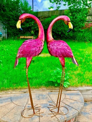 Large handmade metal flamingo - handmade,