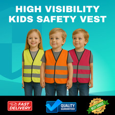 KIDS HI VIS VEST UNISEX HIGH VIZ VISIBILITY REFLECTIVE JUNIOR SAFETY WAISTCOAT