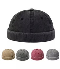 Men's Docker Hat Retro Denim Look Hip Hop Skull Cap Unisex Adjustable Mens Women