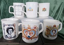 3 Pairs of Royalty Mugs-Queen Elizabeth II Silver Jubilee, Charles & Diana 1981