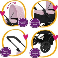 Joie Junior Baby Pram in Pale Pink Dolls Pushchair - damaged box