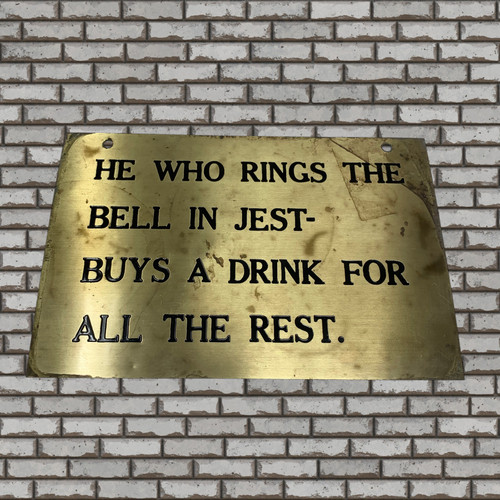 Vintage brass bar - sign, who