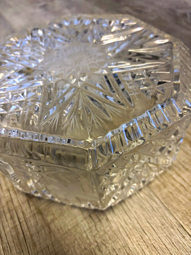 Crystal cut glass hexagon - glass,