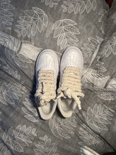 Custom White Nike Air Force 1 Rope Laces Size UK 9