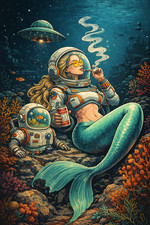 Mermaid Astronaut Smoking