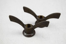 PAIR, BRASS VINTAGE BICYCLE WHEEL AXLE WING NUTS, REAR 3/8" (1)