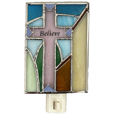 Stained glass night light - stained, holy