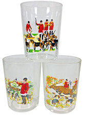 Horse Fox Hunt 3 Glasses vtg