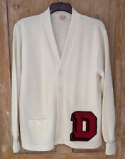 Vintage 1950s 'D' Black Red White Knit Letterman College Cardigan Sweater