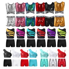 Girls Street Dance Sequins Jazz Leotard Costume Modern Hip-Hop Performance Wear