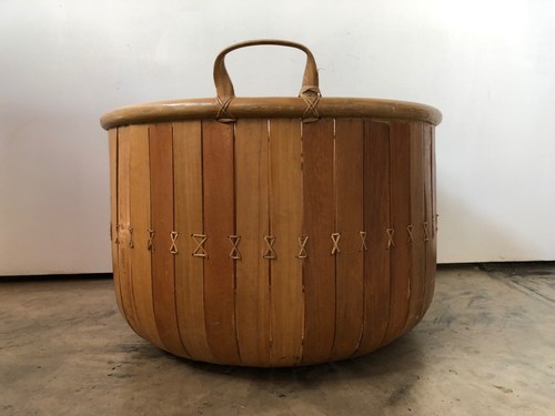 Vintage wooden log basket - wooden, basket/