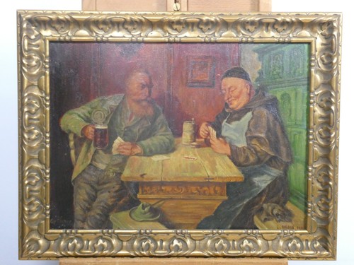 Antique naive oil - oil, painting