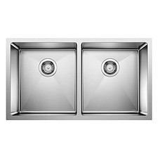 Blanco 519549 Quatrus R15 Under Mount Equal Double Bowl Kitchen Sink, Large,...