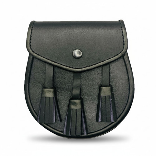 Black leather scottish - black, kilt
