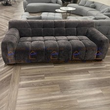 ALUXO® Harlem 3 Seater Boucle Sofa Chocolate Velvet Deep Stitch 5 Year Warranty