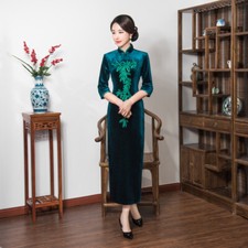 Women Velvet Qipao Dress