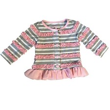 Ruffle Butts Gray White Stripe
