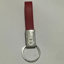 GENUINE BRADFORD AUDI MAIN DEALER CAR KEY FOB KEY RING METAL & LEATHER RED