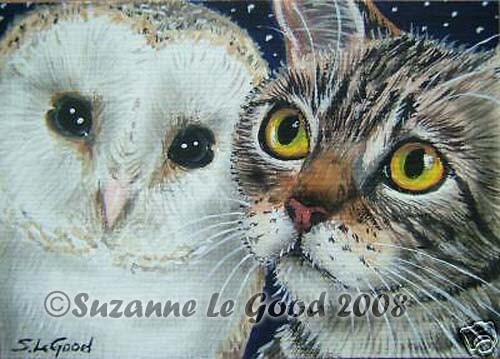 Cat owl art print - , and
