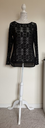 Next blouse lace - sheer, black