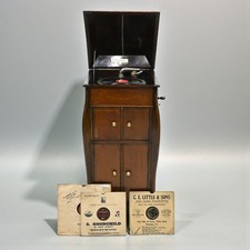 Fulltone Wind Up Gramophone In Cabinet Variable Speed & Records FREE UK Delivery