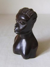 Vintage Carved Ebony African  Female Head :  13 cm high  c.1960s