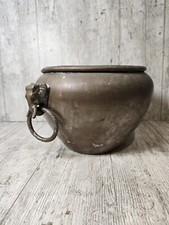 Anglo Indian Brass Planter Pot Elephant Handles Chinese 