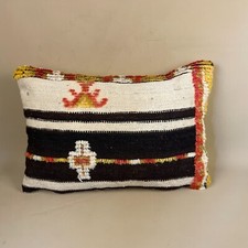 Moroccan Kilim Berber Cushion Antique Carpet Pillow Feather Handmade 55x38cm