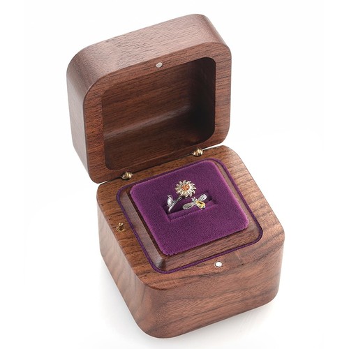 Walnut wood engagement ring - walnut,