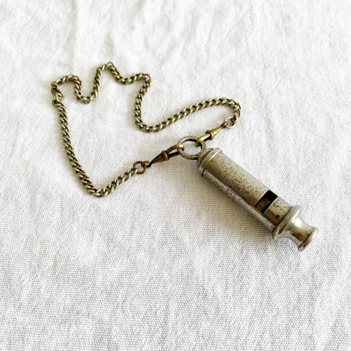 Antique ww2 whistle with chain - ww2,