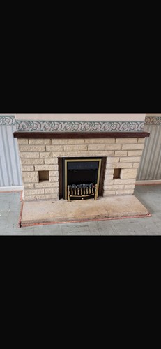 Stone fireplace surround and - ,