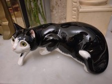 Vintage Just Cats & Co Black White Cat Ornament Stoke on Trent England cat 29 cm