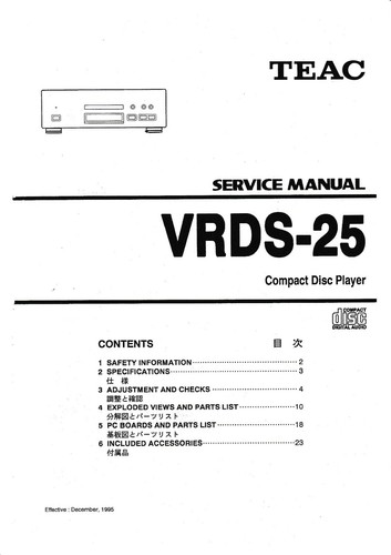 Service manual for teac - service,