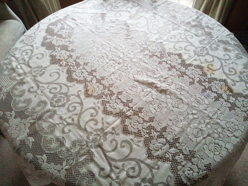 Vintage lace tablecloth - , with