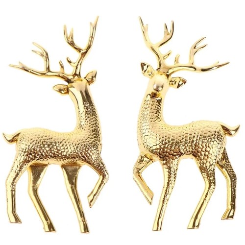 Gold deer reindeer figurine - reindeer,